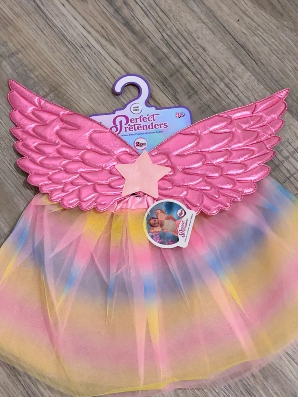 Pink Rainbow Fairy Wings and Tulle Skirt Costume